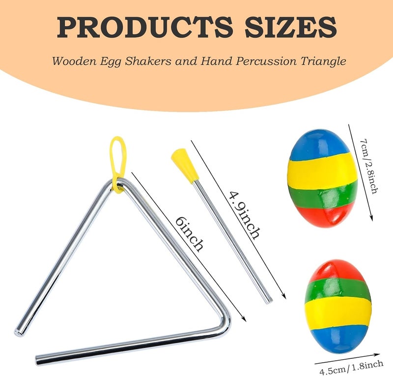 MOONBACK Guiro Instrument, Wooden Maracas For Adults, Wooden Egg Shakers, 6IN Musical Steel Triangle, Latin Percussion Colorful Wooden Musical Instruments for Adults, Parties, Festivals - Image 3